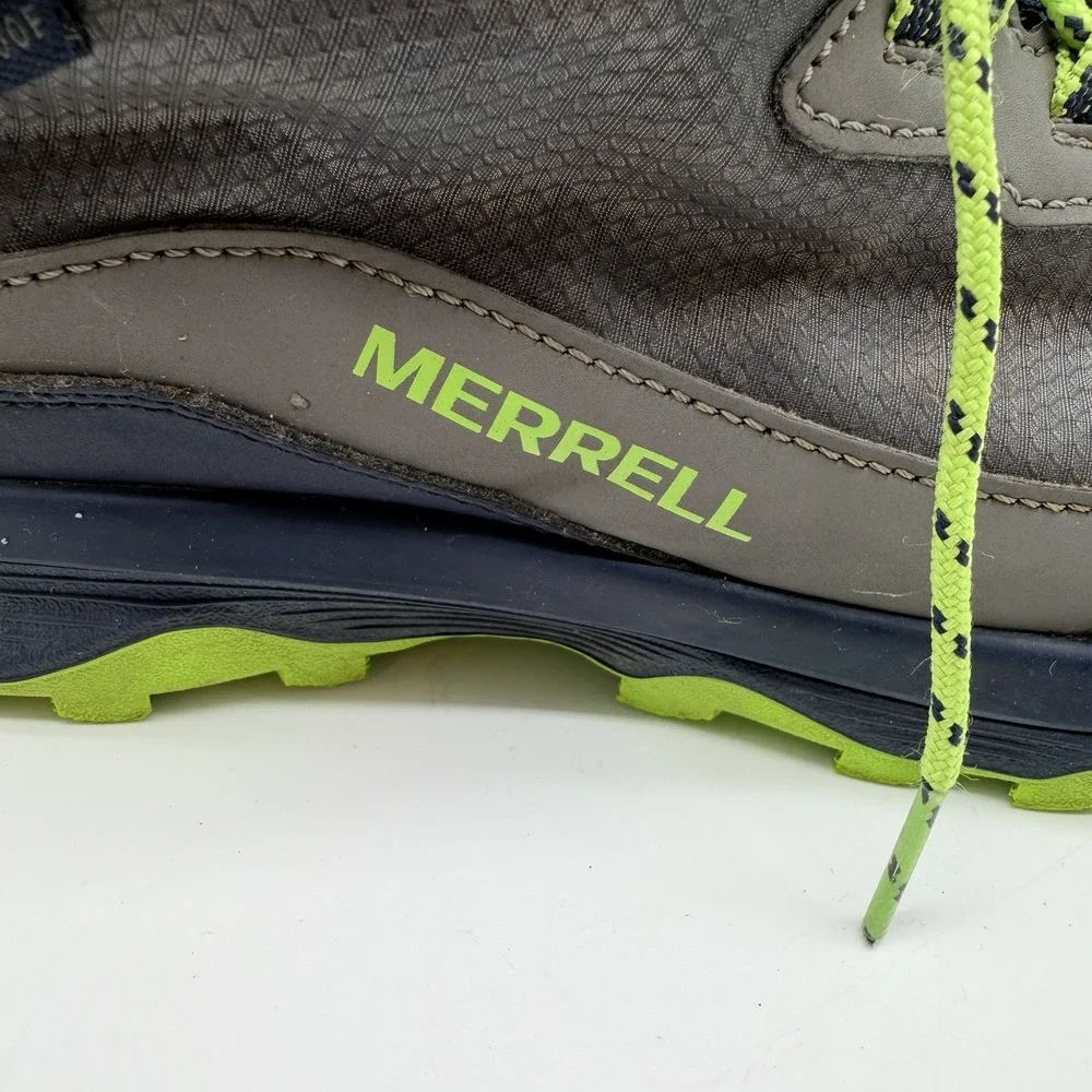 Merrell Shoes Boys Sz 4M Gray‎ Lime Moab Speed Waterproof Hike Trail MK265212